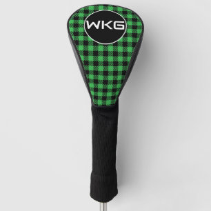 Customised Green Plaid Golf Club Head Cover