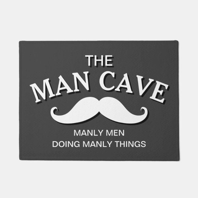 Customised Grey Funny Man Cave Sign Doormat (Front)