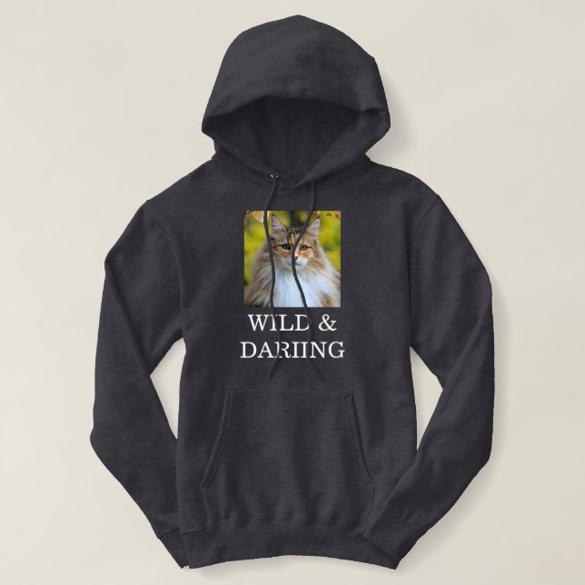 Customised Grey Tortoiseshell Norwegian Forest Cat Hoodie (Design Front)