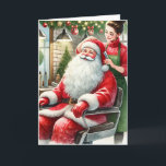 Customised Hair Dresser with Santa Claus Christmas Holiday Card<br><div class="desc">Customise this greeting card for your favourite hair stylist! Or send them to your favourite client.</div>