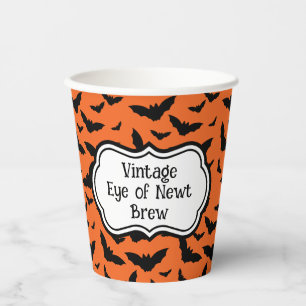 Customised Halloween Orange Black Bat Paper Cups