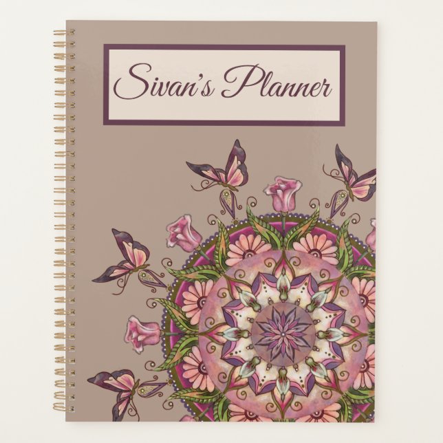Customised Hand Drawn Floral Mandala Planner (Front)