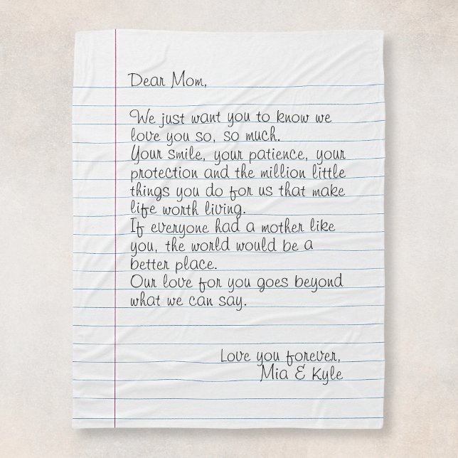 Customised Handwritten Letter Love Message Mother Fleece Blanket (Creator Uploaded)