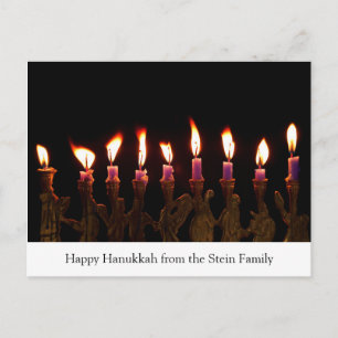 Customised Hanukkah Menorah Candles Holiday Card