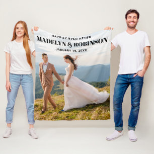Customised Happily Ever After Photo Wedding Funny Fleece Blanket