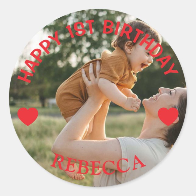 Customised happy birthday gifts classic round sticker (Front)
