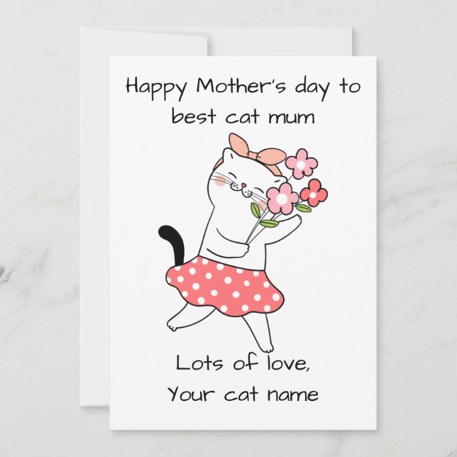Customised Happy mother's day best cat mum Thank You Card (Front)