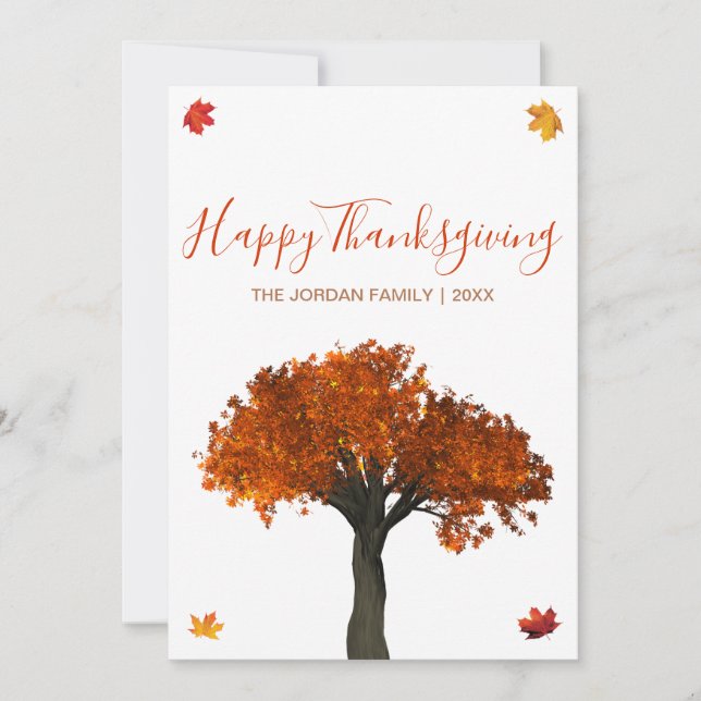 Customised Happy Thanksgiving Autumn leaves Holiday Card (Front)