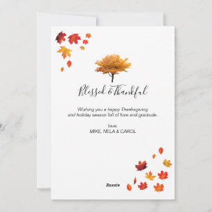 Customised Happy Thanksgiving Autumn Tree Holiday Card