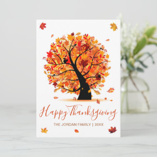 Customised Happy Thanksgiving Autumn tree Holiday Card