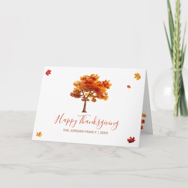 Customised Happy Thanksgiving Autumn trees Card (Front)