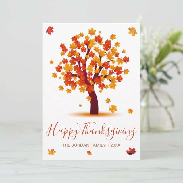 Customised Happy Thanksgiving Autumn trees  Holida Holiday Card (Standing Front)