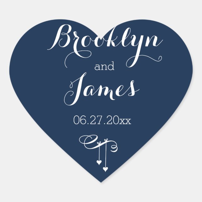 Customised Heart Blue Wedding Stickers (Front)