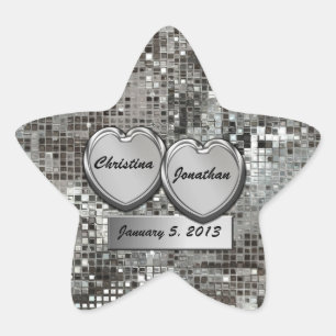 Customised Hearts On Sequins Star Sticker