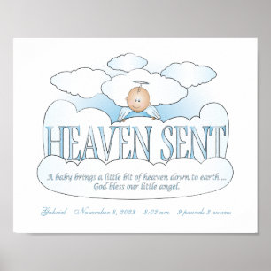 Customised Heaven Sent Angel Boys Room Wall Art