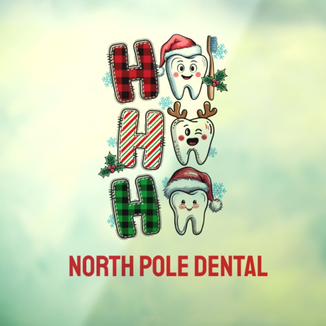 Customised Ho Ho Ho Dental Office Window Cling (Sheet 3)