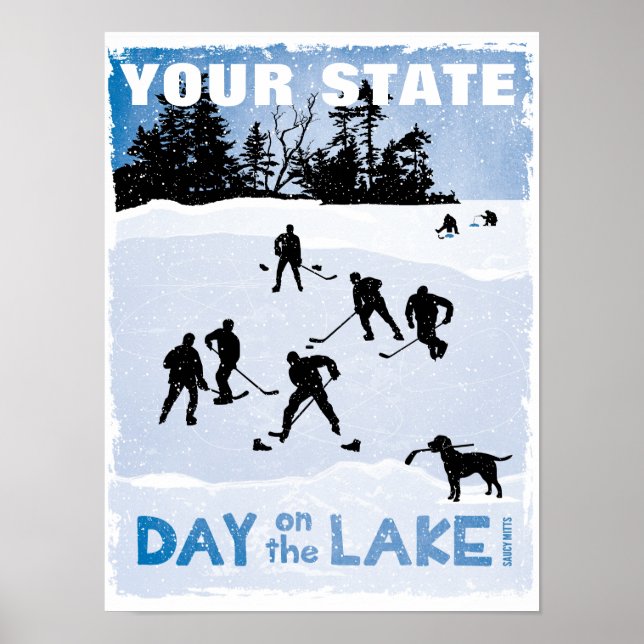 Customised Hockey Day on the Lake Pond Hockey Poster (Front)