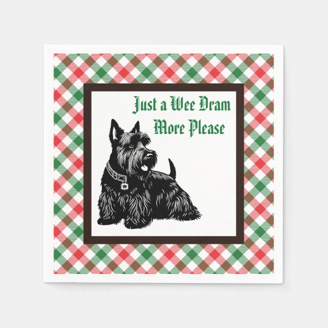 Customised Holiday Scottish Terrier Napkin (Front)