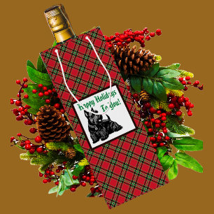 Customised Holiday Scottish Terrier Wine Gift Bag