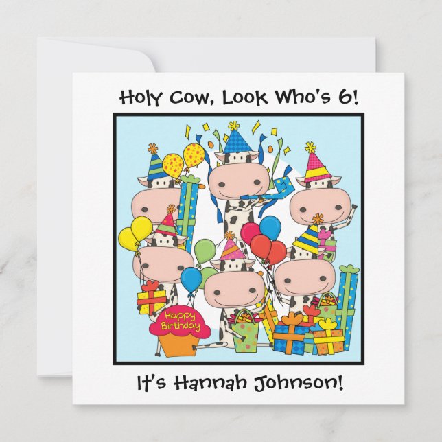 Customised Holy Cow Birthday Invitations (Front)
