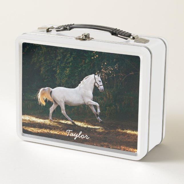 Customised Horse Photo Equestrian Riding  Metal Lunch Box (Front)