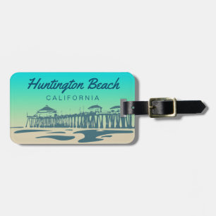 Customised Huntington Beach Pier Illustration Luggage Tag