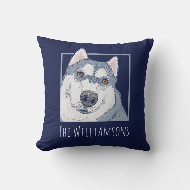 Customised Husky Blue Cushion (Front)