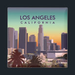 Customised Image of Downtown L.A. California Magnet<br><div class="desc">Colourful vector illustration featuring a warm sunset skyline populated with high-rises and palm trees from downtown Los Angeles,  California.</div>