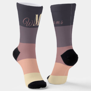 Customised Initials Monogram For Purple ColorBlock Socks