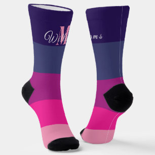 Customised Initials Monogram For Sunset ColorBlock Socks