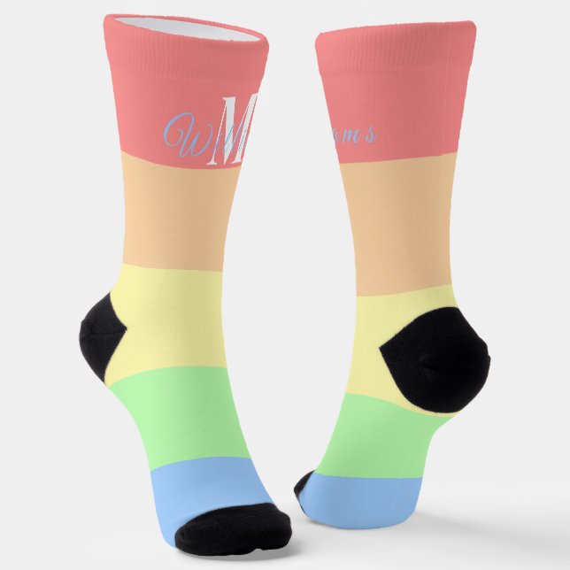 Customised Initials Monogram For Yellow ColorBlock Socks (Angled)