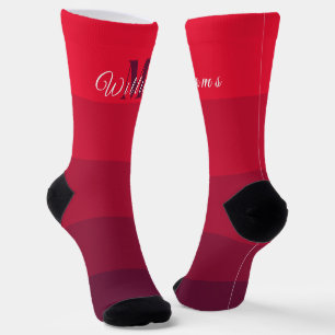 Customised Initials Monogram Rose Red ColorBlock Socks