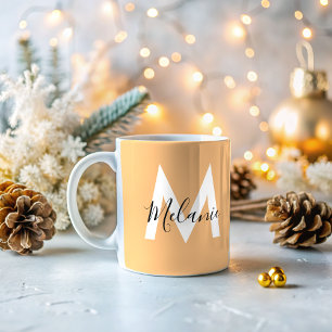 Customised initials Neutral modern orange  Coffee Mug