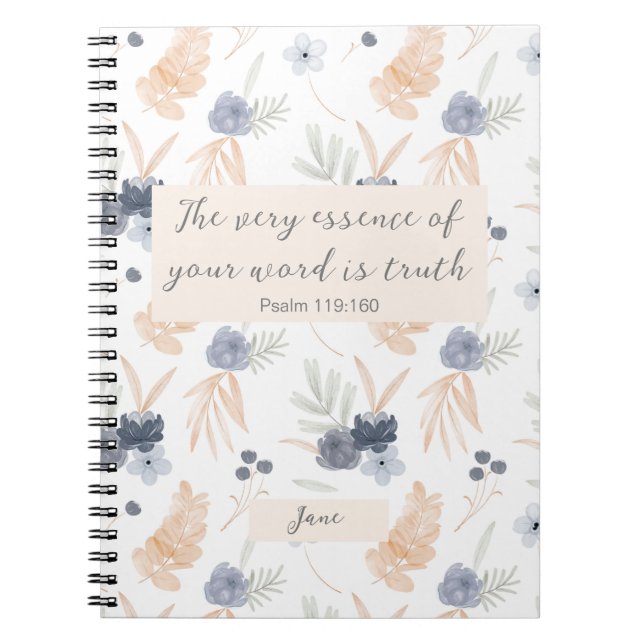 Customised JW 2023 year text Psalm 119:160 floral  Notebook (Front)