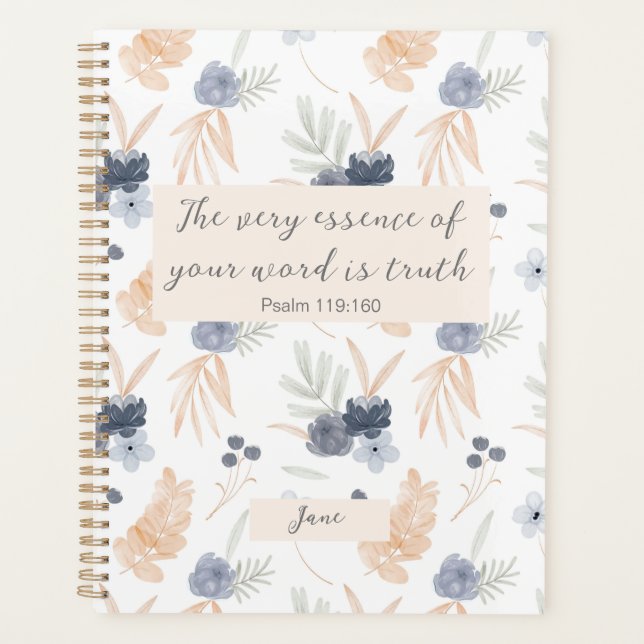 Customised JW 2023 year text Psalm 119:160 floral  Planner (Front)