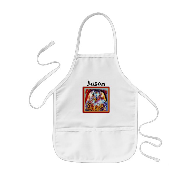 Customised Kids Owl Artist  Apron (Front)