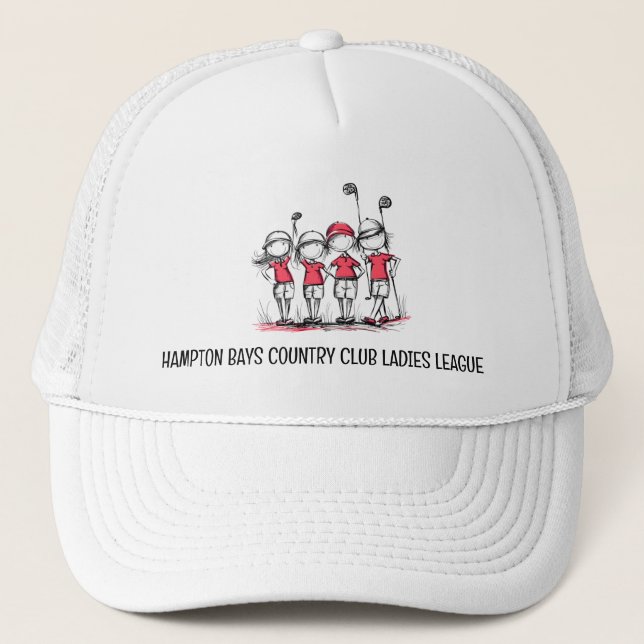 Customised Ladies Golf League RED Hat - Club Name (Front)