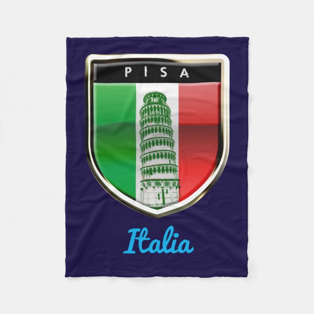 Customised Leaning Tower of Pisa and Italian Flag Fleece Blanket (Front)