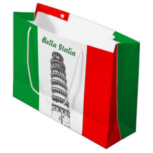Customised Leaning Tower of Pisa and Italian Flag Large Gift Bag