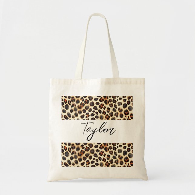 Customised Leopard Print Tote Bag (Front)