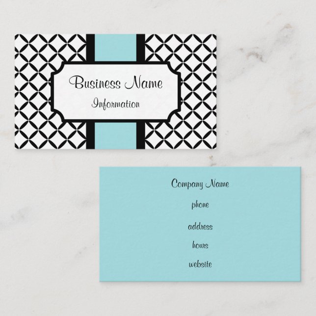 Customised Light Blue and Black Business Card (Front/Back)