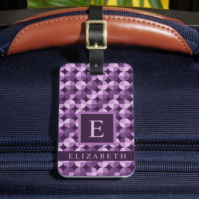 Customised Light Violet Dark Purple Geometric Luggage Tag (Front Insitu 2)