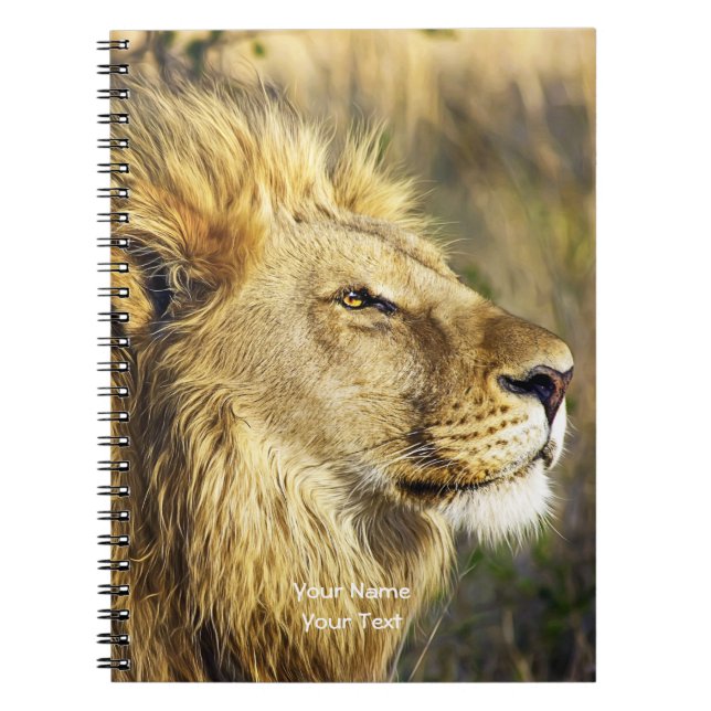 Customised Lion Head Wildcat African Wildlife Notebook (Front)