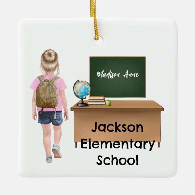 Customised Little Kids Grade School Ornament (Front)
