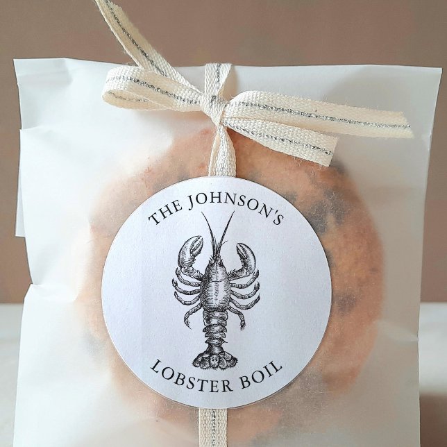 Customised Lobster Bake Event White Classic Round Sticker (Creator Uploaded)