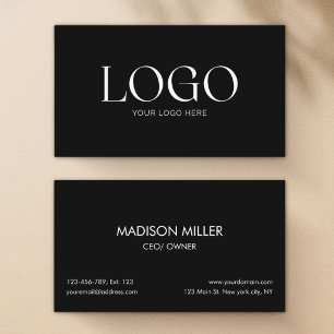 Customised Logo Modern Minimalist Black White Business Card
