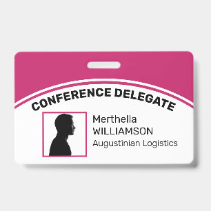 Customised Logo Photo ID Delegate DEEP PINK Badge