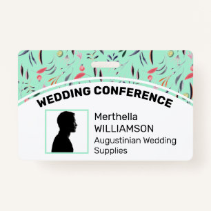 Customised Logo Photo ID Delegate NEO MINT FLORAL ID Badge