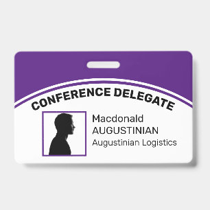 Customised Logo Photo ID Delegate PURPLE Badge