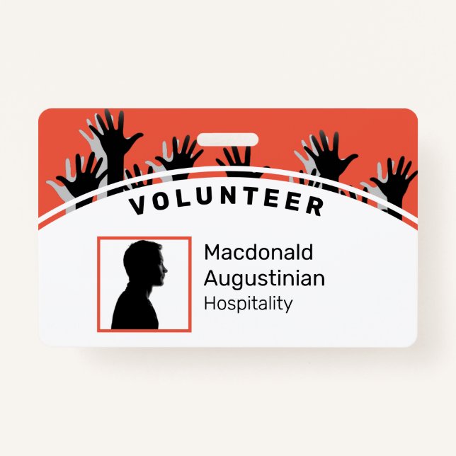 Customised Logo Photo ID Delegate VOLUNTEER Hands ID Badge (Front)